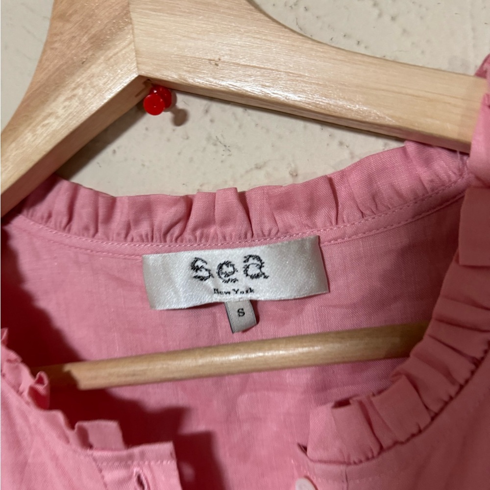 Sea New York Flutter Sleeve Button Front Dress in Pink - Picture 3 of 4